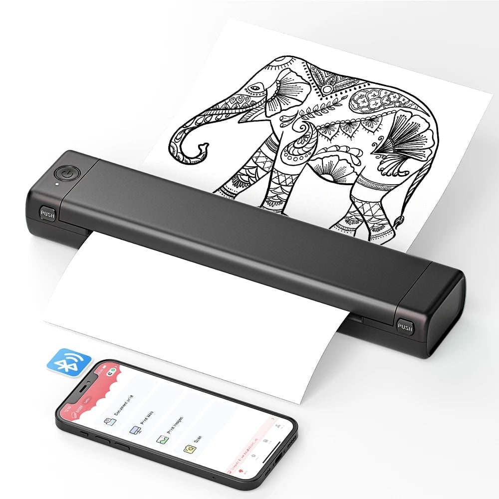 Portable Thermal Printer with Wireless Bluetooth and USB for A4 Paper - Image 1