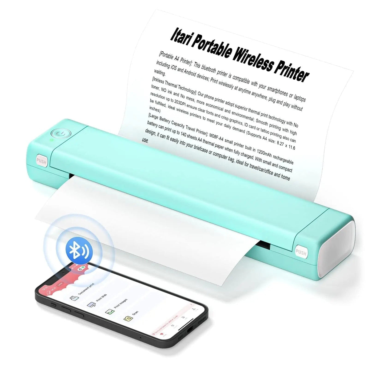 Portable Thermal Printer with Wireless Bluetooth and USB for A4 Paper - Image 4