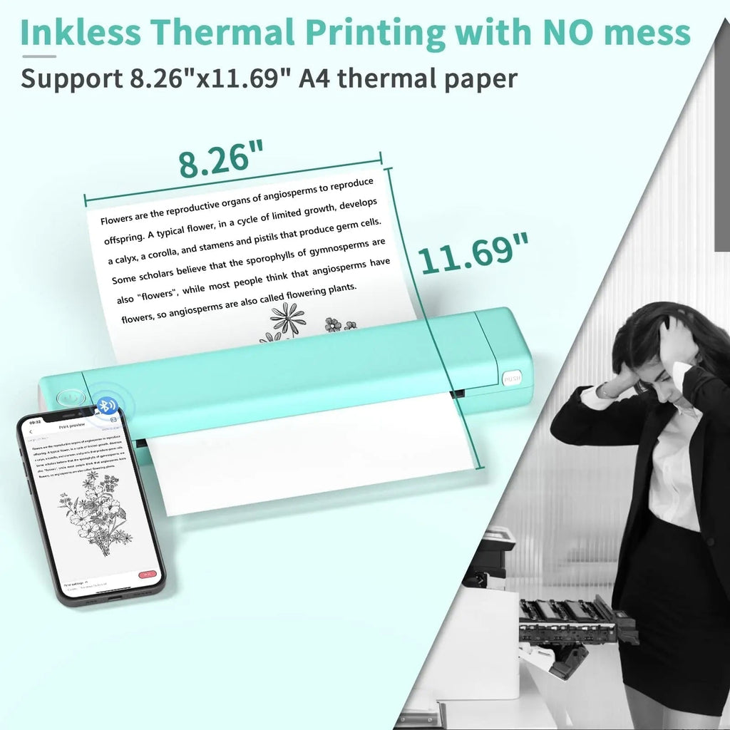 Portable Thermal Printer with Wireless Bluetooth and USB for A4 Paper - Image 7