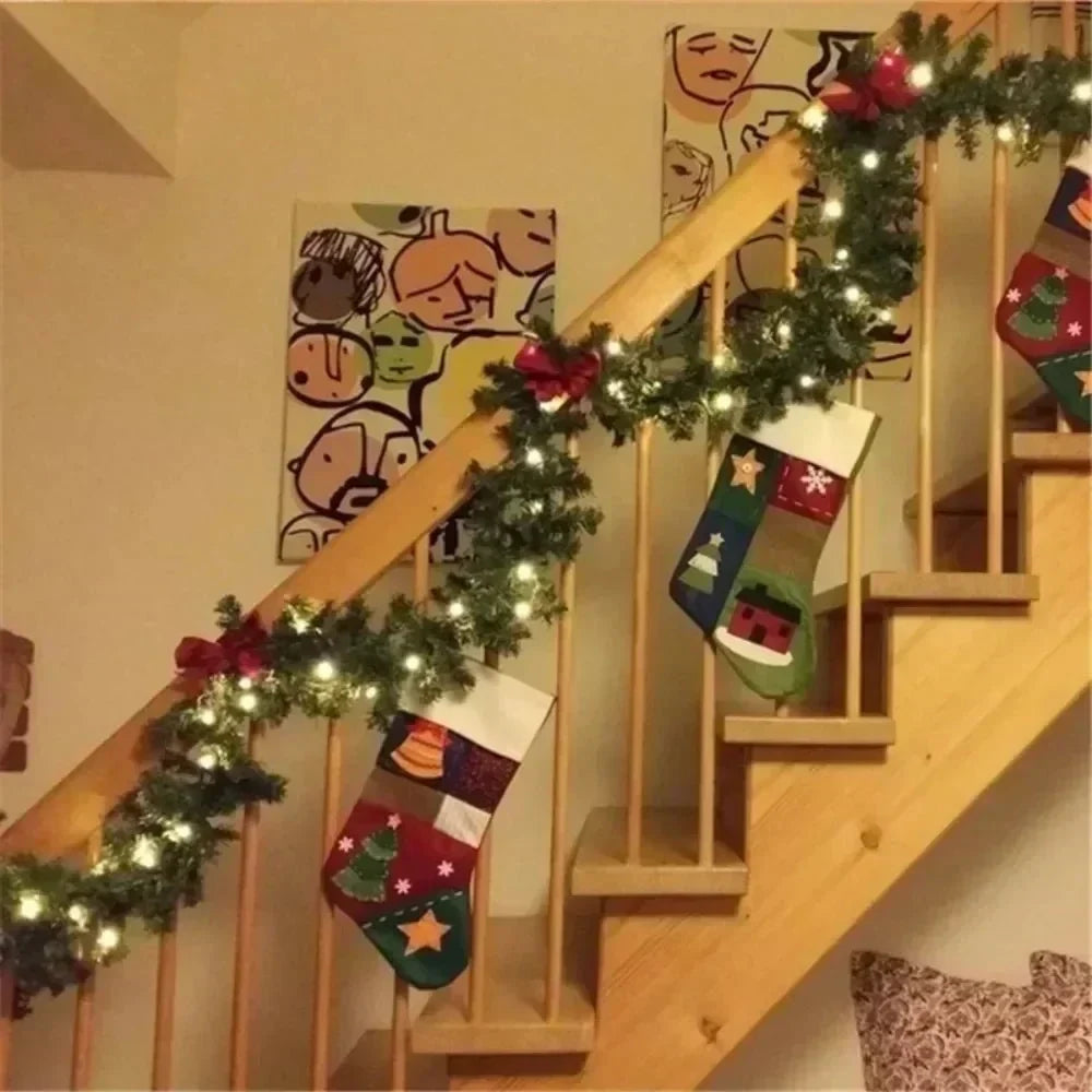 Pre-Lit Christmas Garland with Lights Warm White LED Ornaments and Artificial Pine for Mantle - Image 11