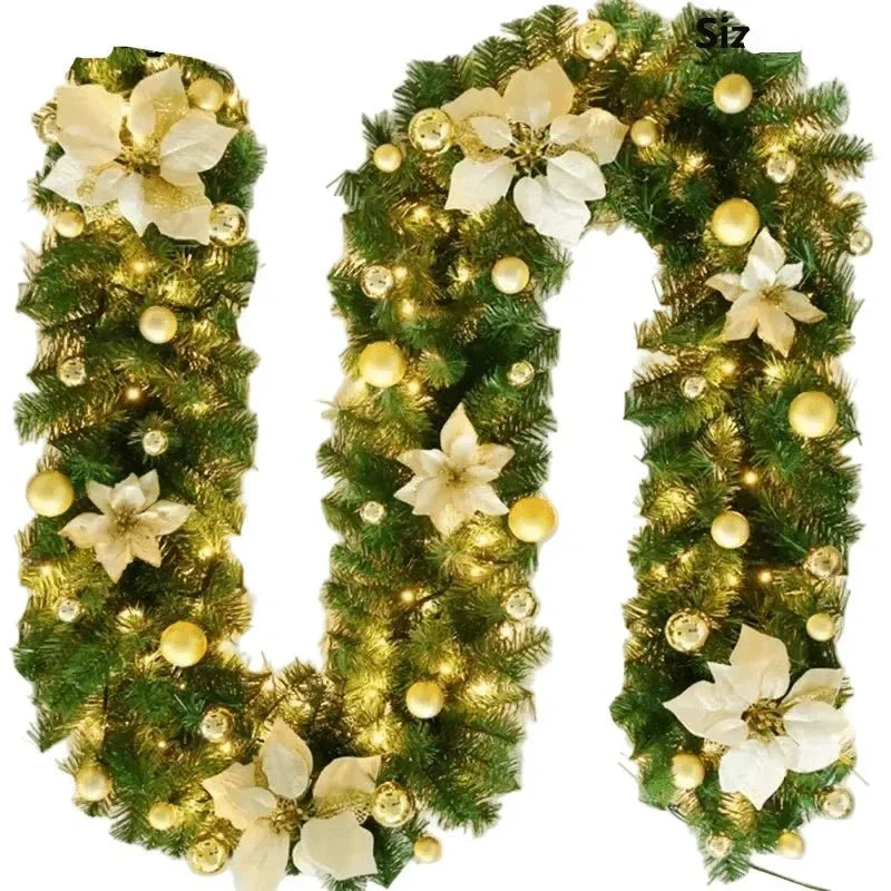 Pre-Lit Christmas Garland with Lights Warm White LED Ornaments and Artificial Pine for Mantle - Image 8