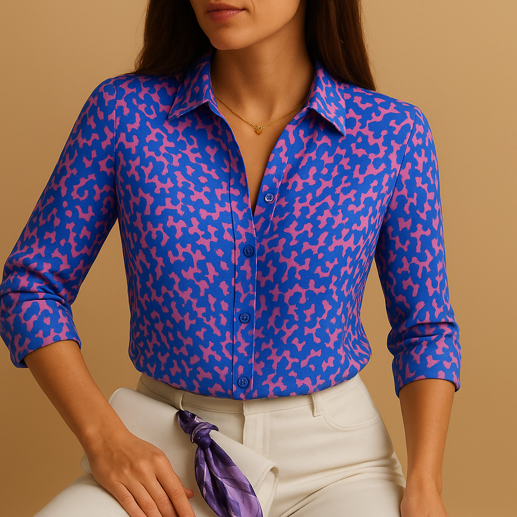 Women’s lightweight blouse with bold print and flattering fit, perfect for casual looks, work outfits and evening styling.