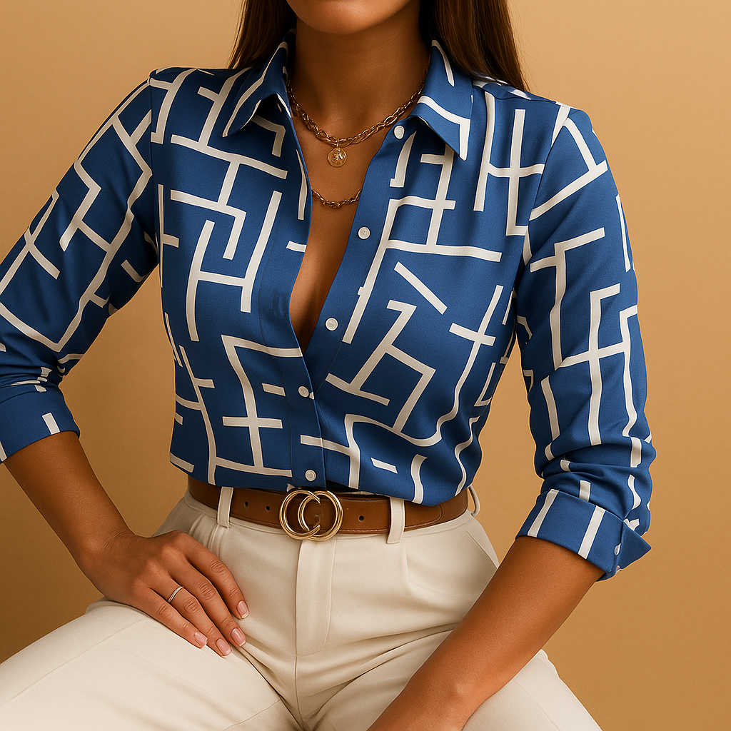 Women’s lightweight blouse with bold print and flattering fit, perfect for casual looks, work outfits and evening styling.