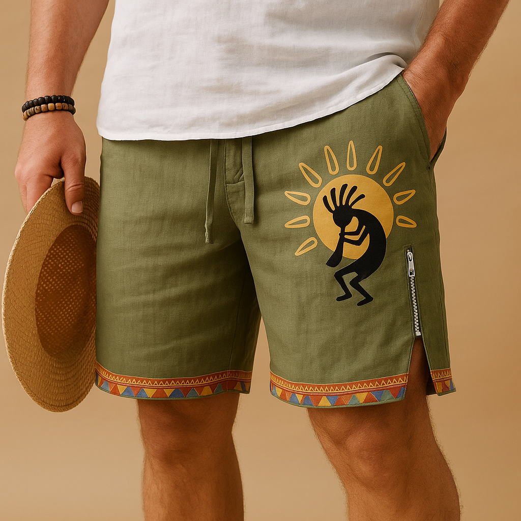Men’s printed summer shorts with drawstring and elastic waistband, perfect for beach days, vacations, and casual summer outfits.
