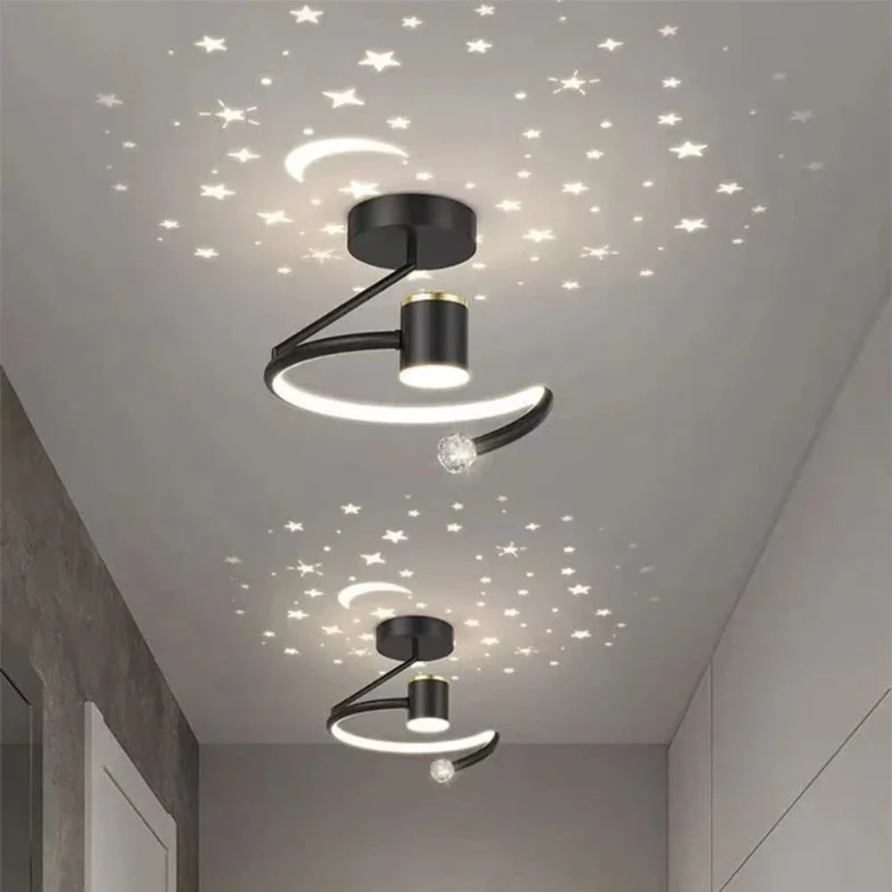 Projection Ceiling Light with Star and Moon LED Semi Flush Design for Bedroom - Image 4