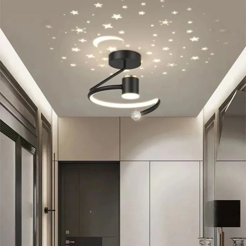 Projection Ceiling Light with Star and Moon LED Semi Flush Design for Bedroom - Image 5