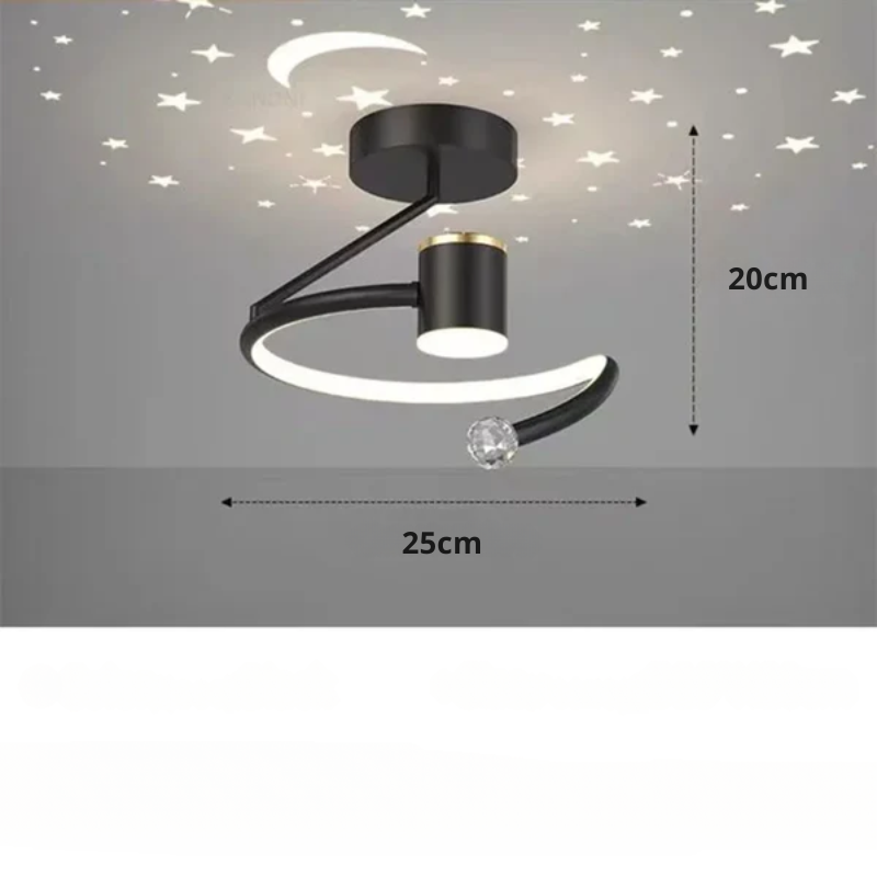 Projection Ceiling Light with Star and Moon LED Semi Flush Design for Bedroom - Image 7