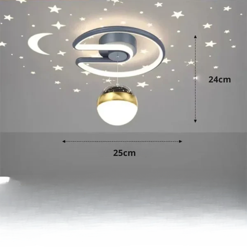 Projection Ceiling Light with Star and Moon LED Semi Flush Design for Bedroom - Image 8