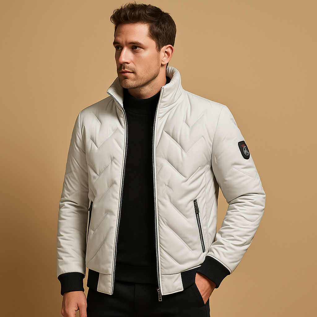 Men’s timeless puffer jacket with quilted design and practical pockets, suitable for daily wear, outdoor activities, and casual outings.
