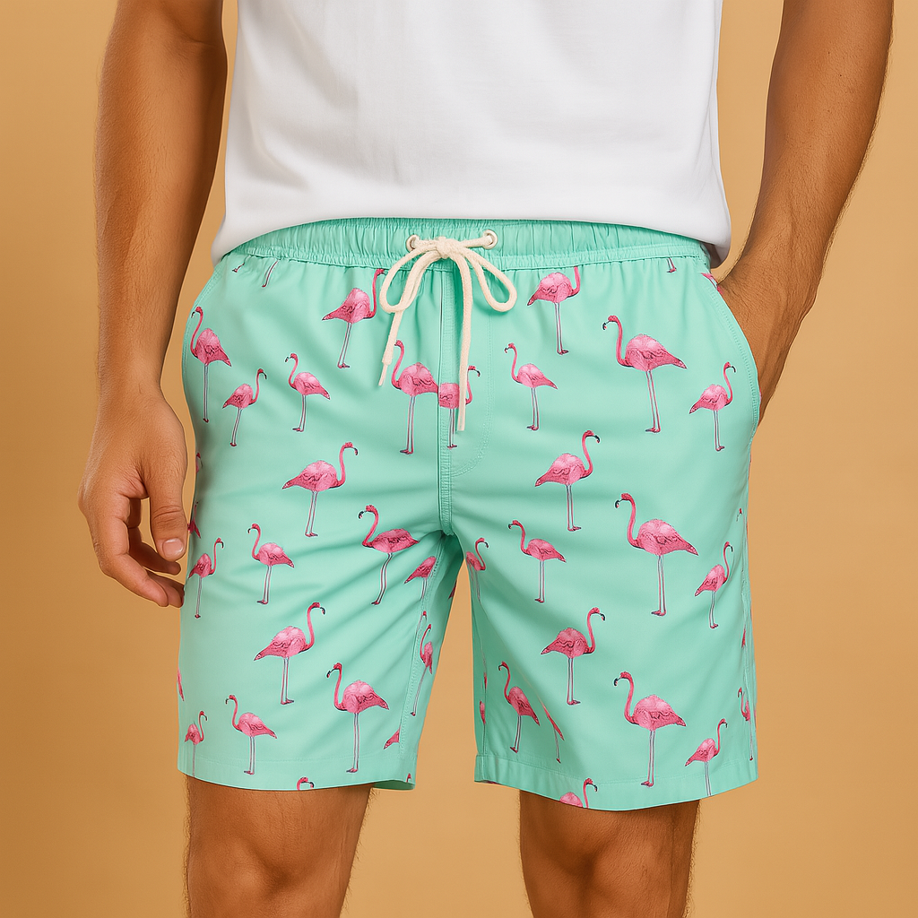 Quick dry swim shorts for men with a lightweight comfortable fit, ideal for beach days, swimming, and summer vacations.