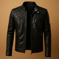 Men’s quilted jacket with a stand-up collar and zip pockets, suitable for casual outfits and formal occasions throughout the season.