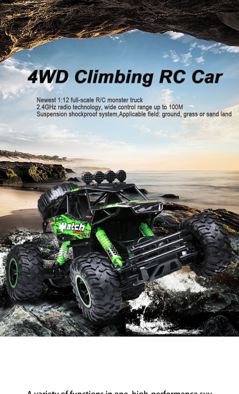 Rc Rock Crawler Remote Control 4x4 Monster Truck with Shock Absorbers and All-Terrain Tires - Image 4