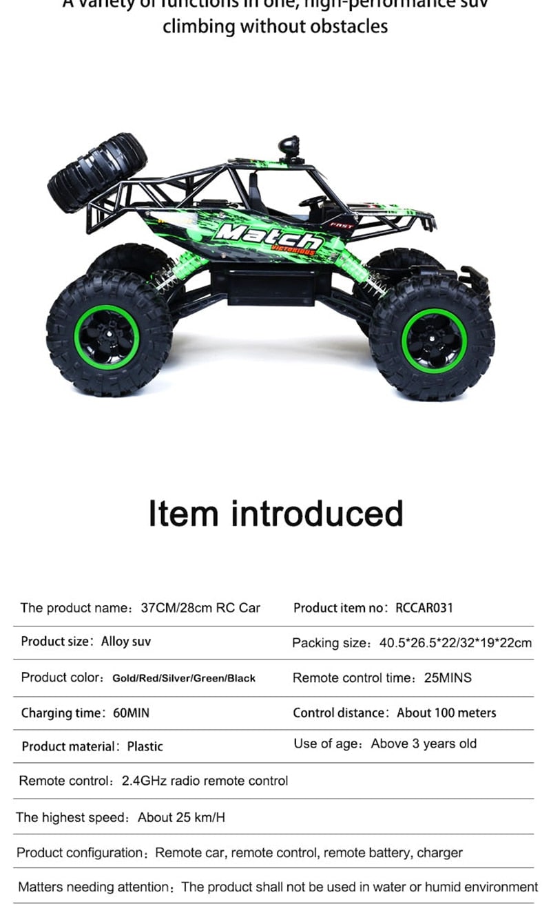 Rc Rock Crawler Remote Control 4x4 Monster Truck with Shock Absorbers and All-Terrain Tires - Image 5