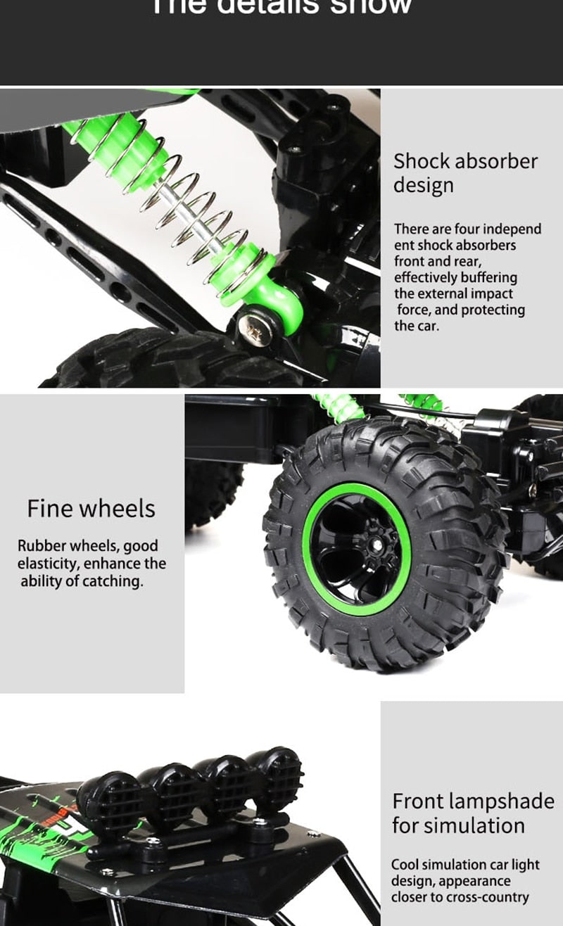 Rc Rock Crawler Remote Control 4x4 Monster Truck with Shock Absorbers and All-Terrain Tires - Image 8