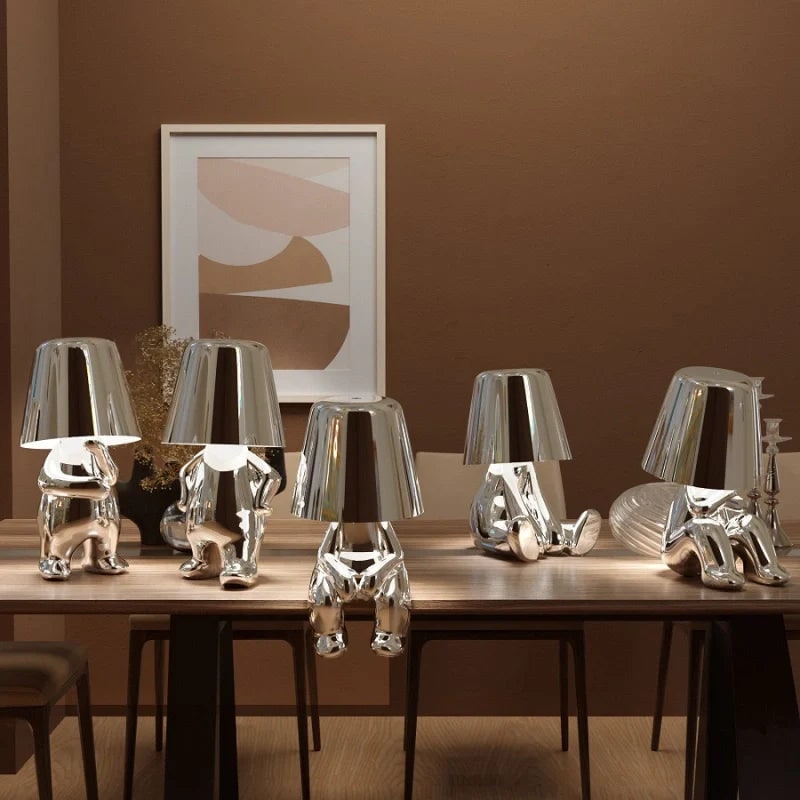 Rechargeable Cordless Table Lamp with Touch Dimming and Decorative Figure Design - Image 2