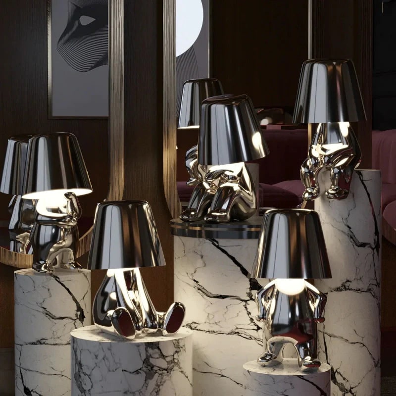 Rechargeable Cordless Table Lamp with Touch Dimming and Decorative Figure Design - Image 3