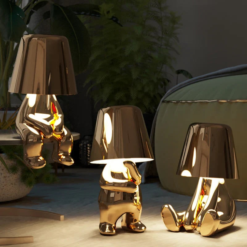 Rechargeable Cordless Table Lamp with Touch Dimming and Decorative Figure Design - Image 4