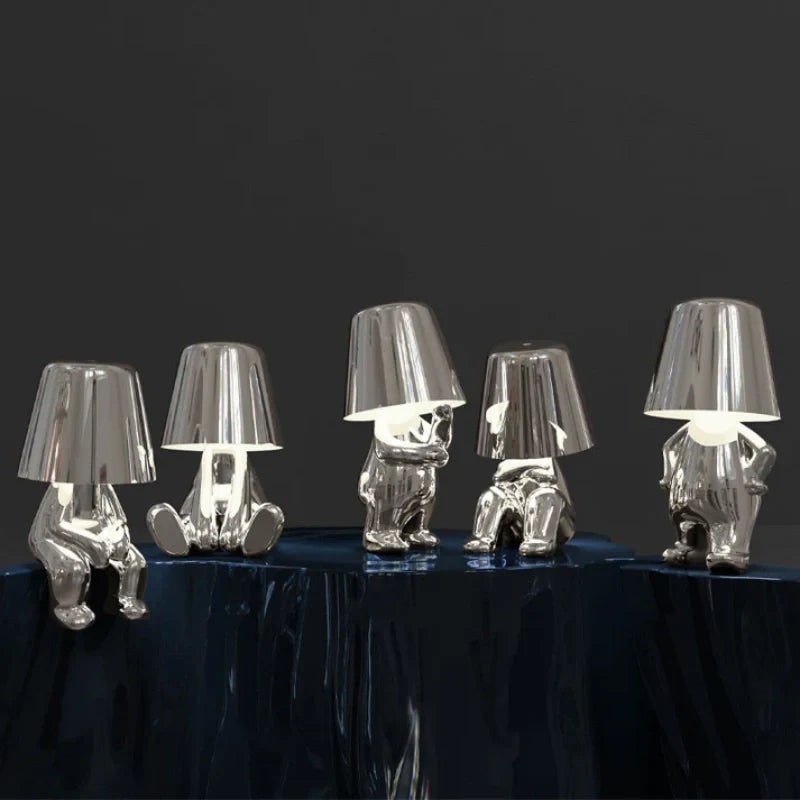 Rechargeable Cordless Table Lamp with Touch Dimming and Decorative Figure Design - Image 5