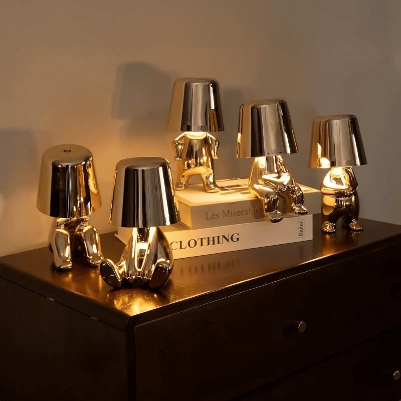 Rechargeable Cordless Table Lamp with Touch Dimming and Decorative Figure Design - Image 6