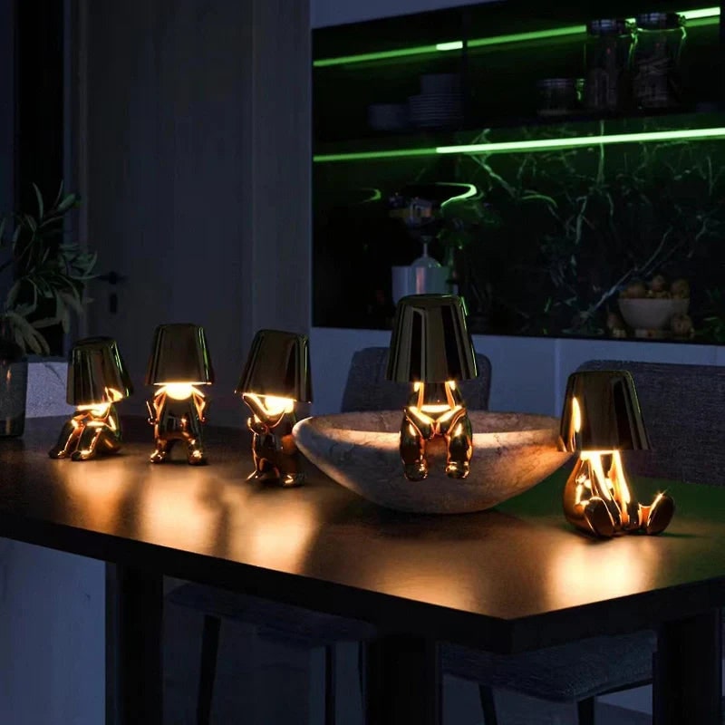Rechargeable Cordless Table Lamp with Touch Dimming and Decorative Figure Design - Image 7