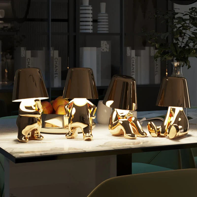 Rechargeable Cordless Table Lamp with Touch Dimming and Decorative Figure Design - Image 8