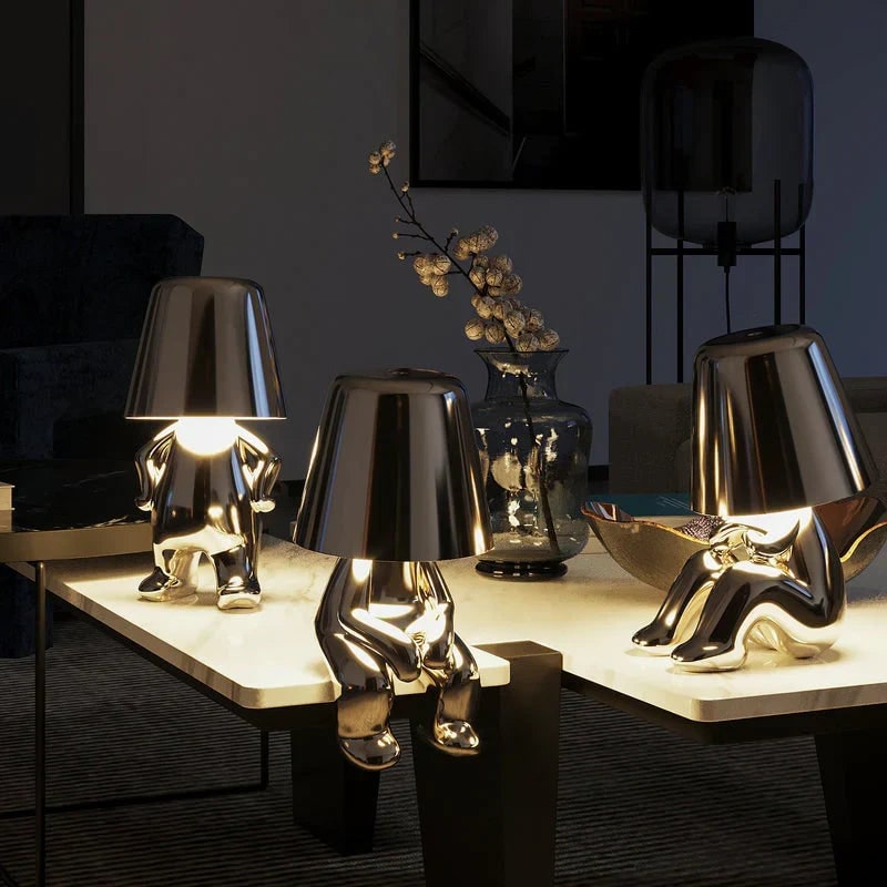 Rechargeable Cordless Table Lamp with Touch Dimming and Decorative Figure Design - Image 9