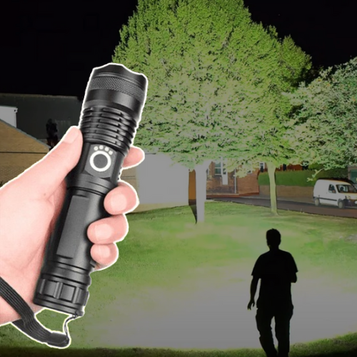 Rechargeable LED Flashlight with Super Bright Adjustable Focus and Tactical Aluminum Body - Image 1