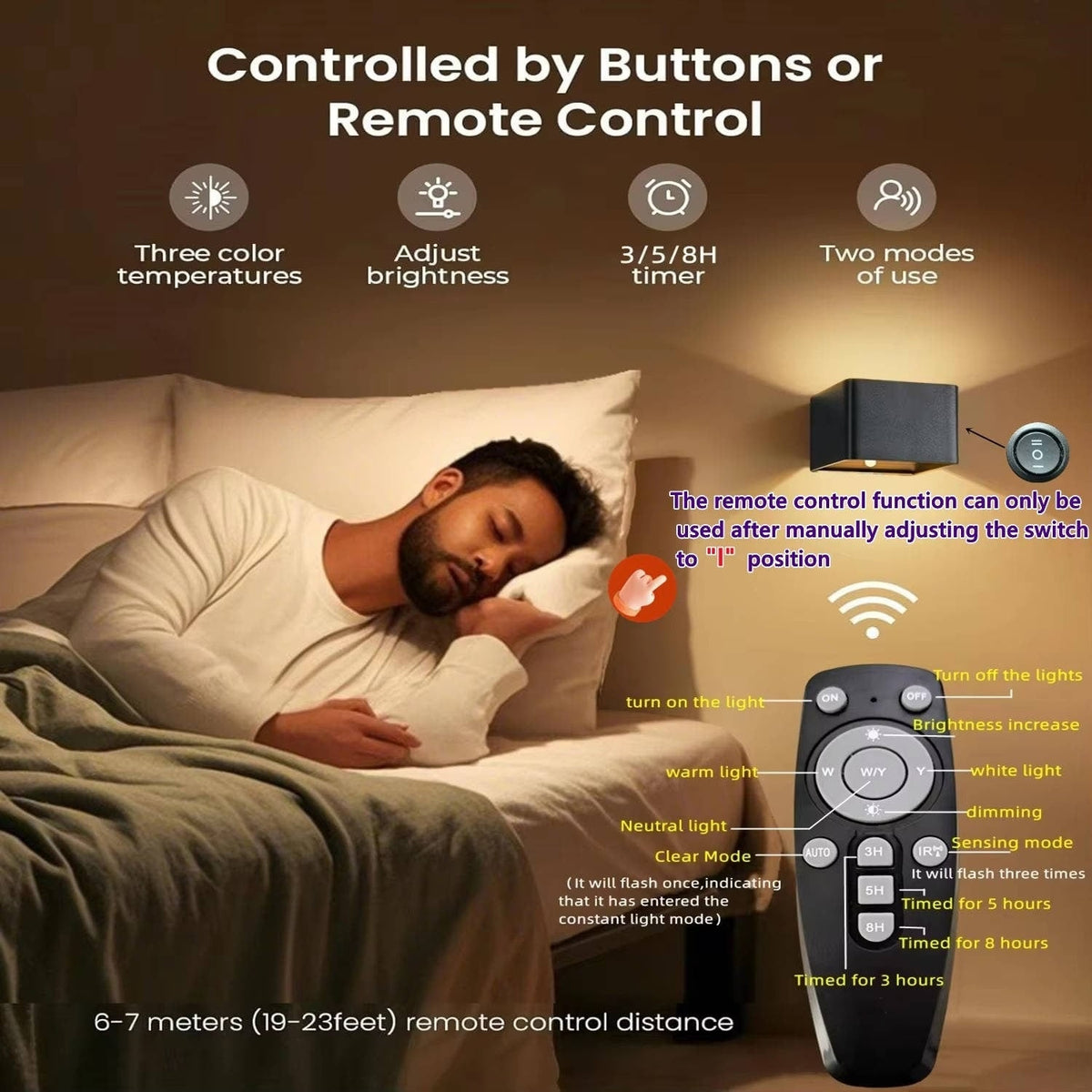 Rechargeable Wall Sconce with Motion Sensor Remote Control and Dimmable LED Lighting - Image 2