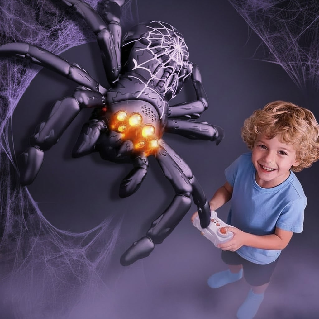 Remote Control Spider Toy with Wall Climbing Function and USB Rechargeable LED Eyes - Image 7