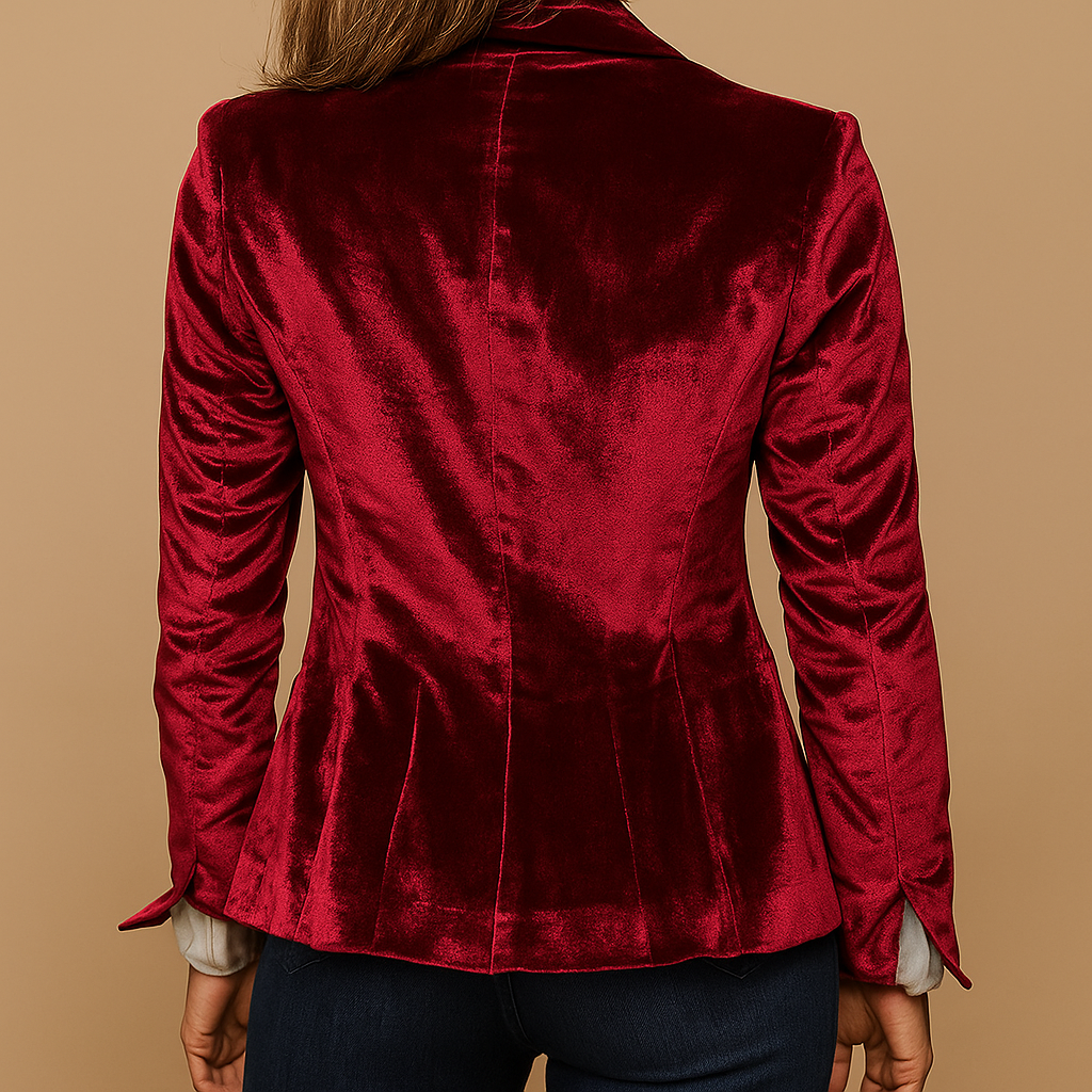 Retro slim-fit women’s blazer with lapel collar and functional pockets in classic colors, ideal for office wear and stylish casual looks.