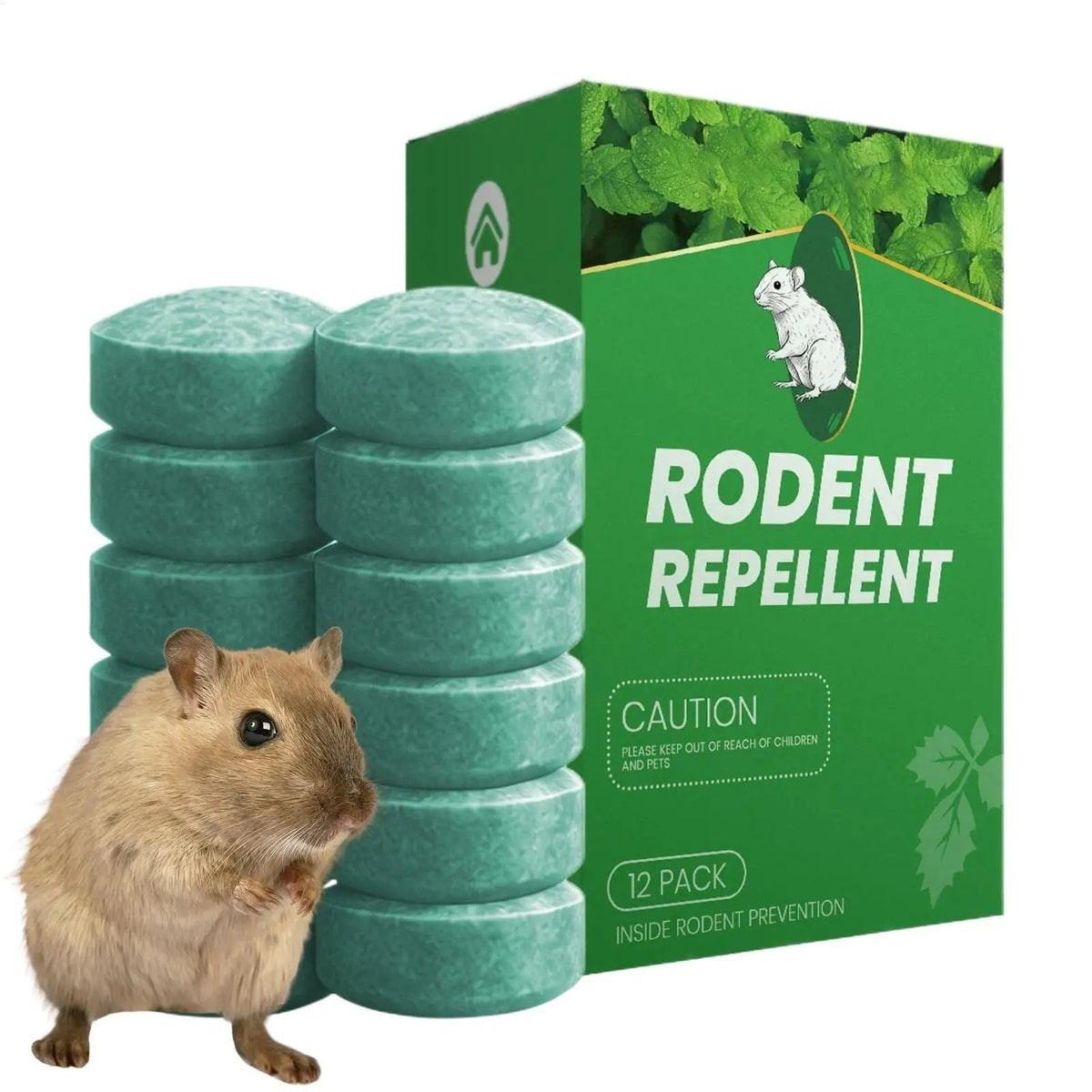 Rodent Repellent with Peppermint Oil Mouse Deterrent Tablets Natural 12-Pack - Image 1