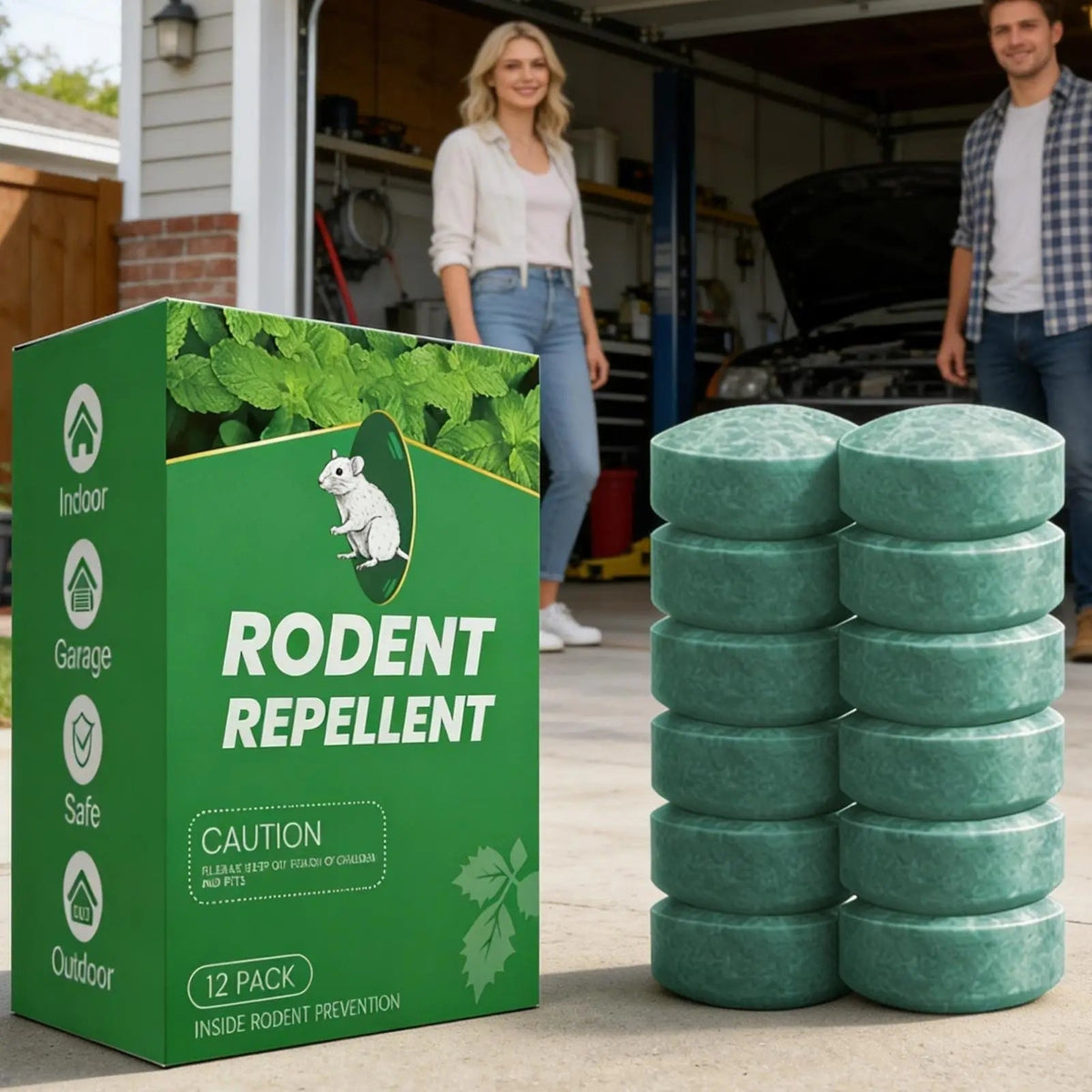 Rodent Repellent with Peppermint Oil Mouse Deterrent Tablets Natural 12-Pack - Image 2