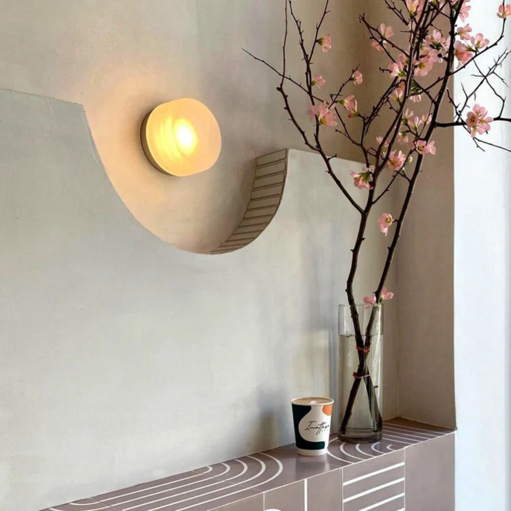 Round LED Wall Light with Frosted Glass Diffuser Flush Mount Bedroom Sconce - Image 1