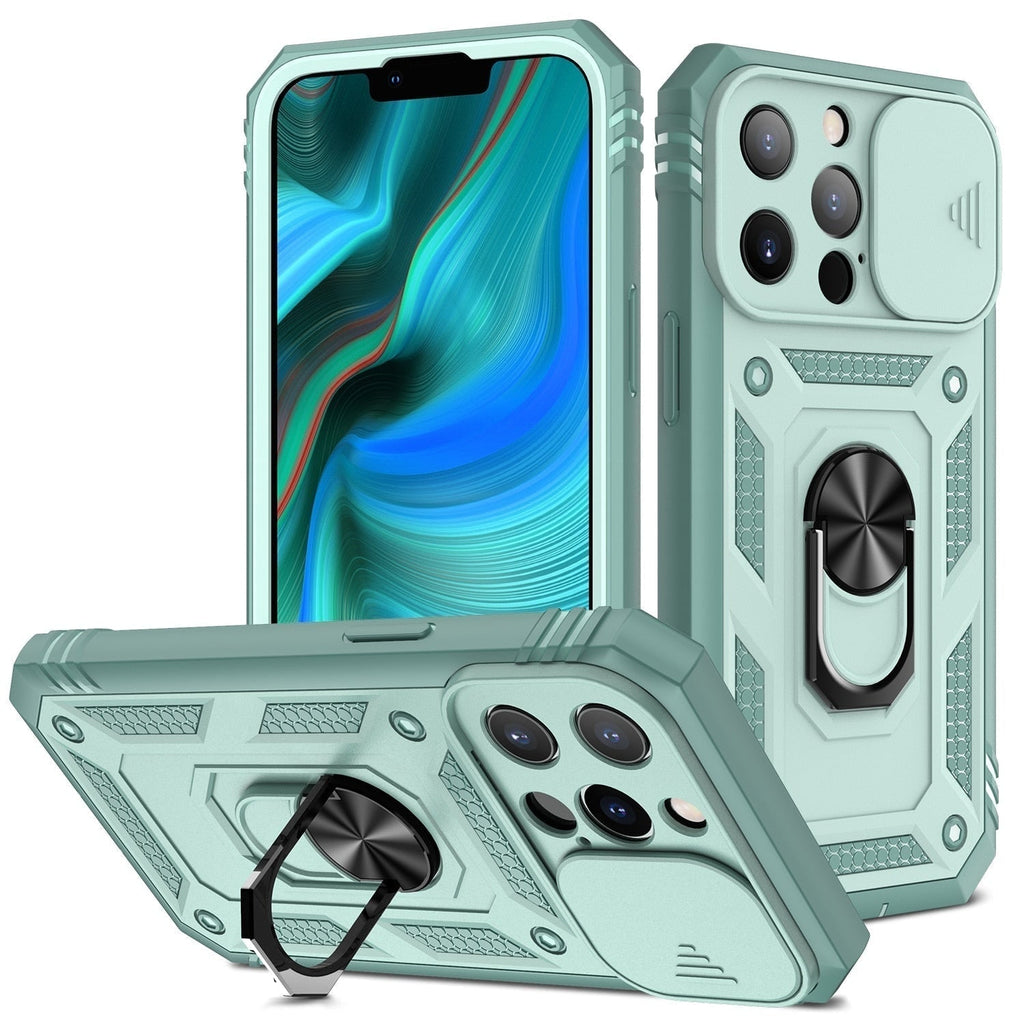 Rugged Phone Case with Shockproof Armor and Rotating Ring Kickstand - Image 3