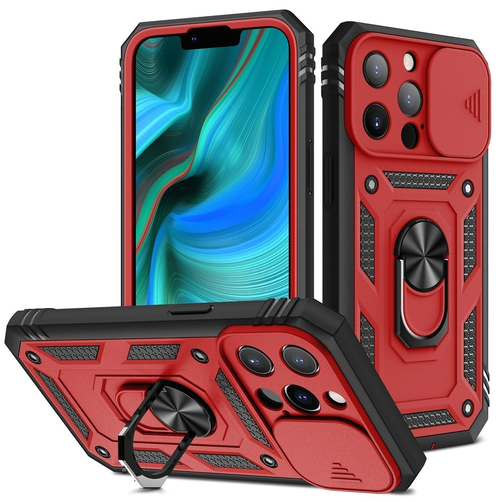 Rugged Phone Case with Shockproof Armor and Rotating Ring Kickstand - Image 4