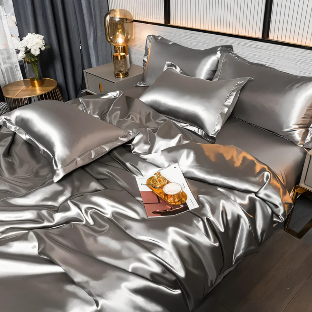 Satin Bedding Set with Duvet Cover and Pillowcases Silky Smooth Sheen - Image 1