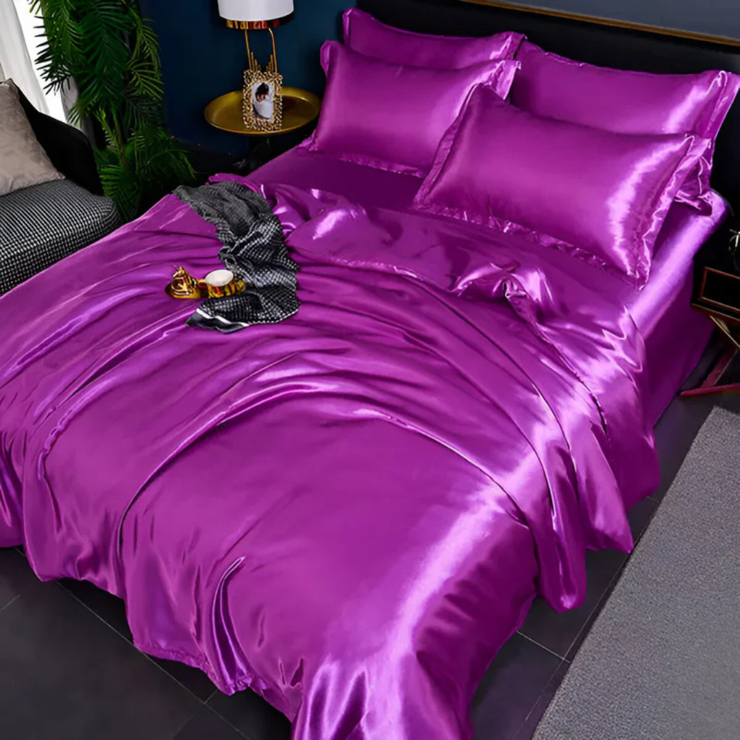 Satin Bedding Set with Duvet Cover and Pillowcases Silky Smooth Sheen - Image 13