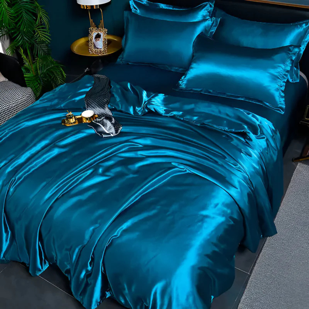 Satin Bedding Set with Duvet Cover and Pillowcases Silky Smooth Sheen - Image 2