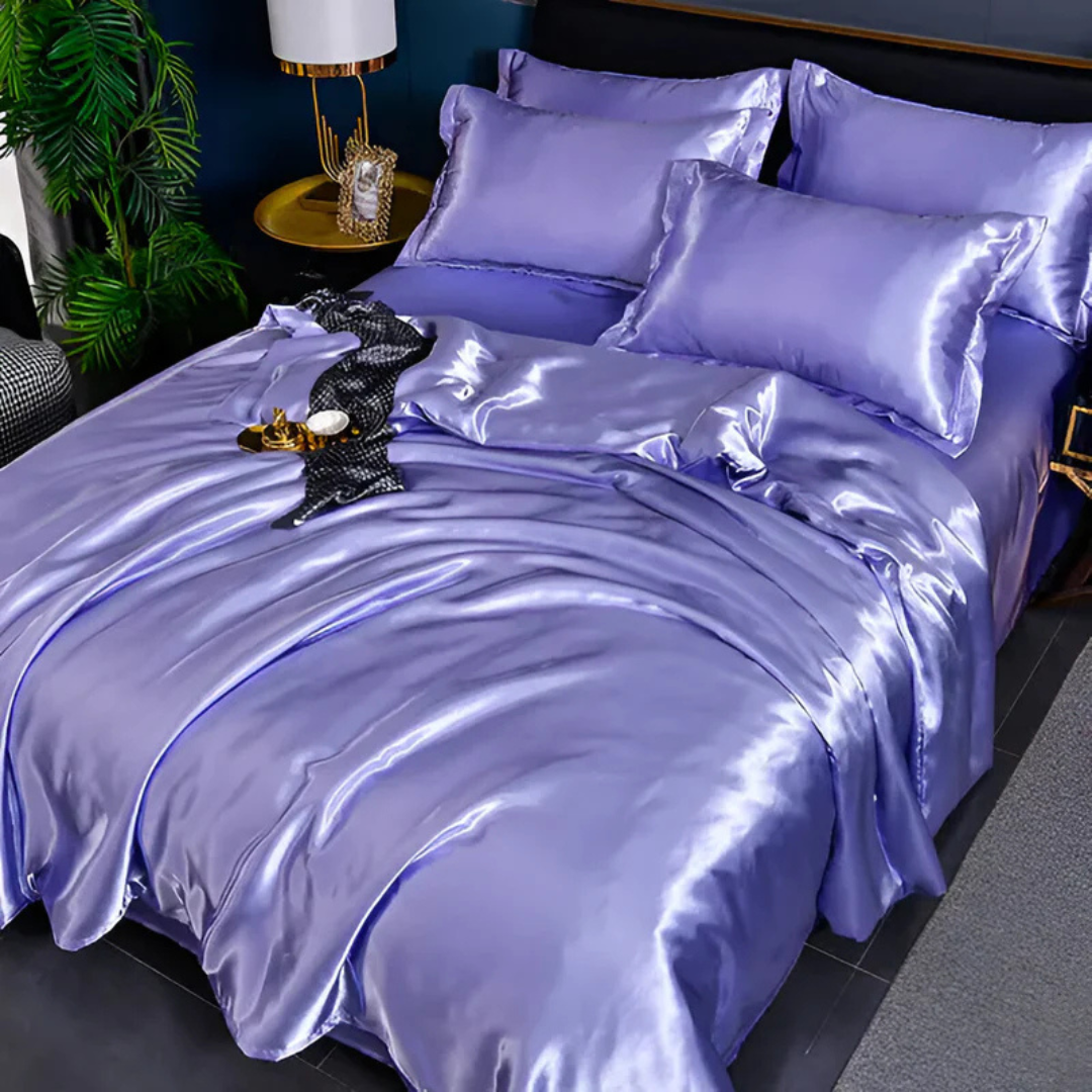 Satin Bedding Set with Duvet Cover and Pillowcases Silky Smooth Sheen - Image 4
