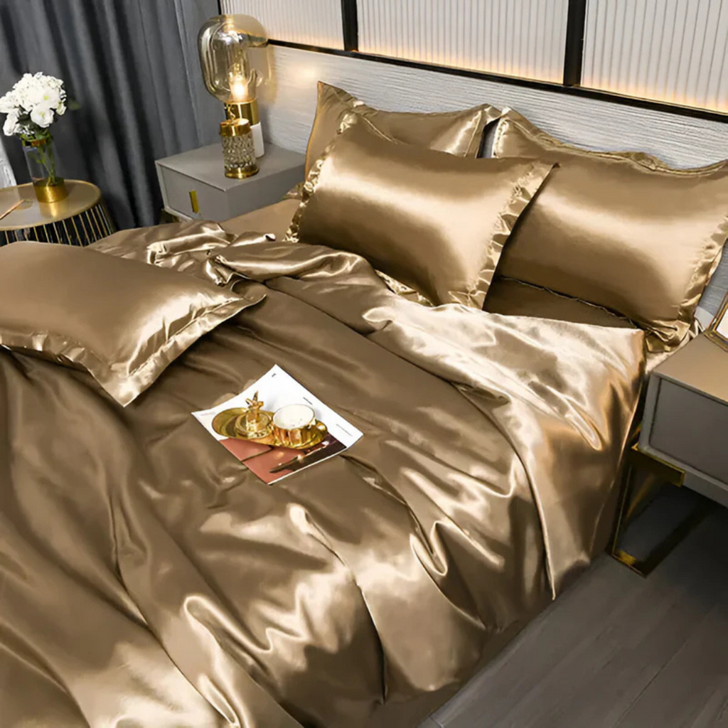Satin Bedding Set with Duvet Cover and Pillowcases Silky Smooth Sheen - Image 7