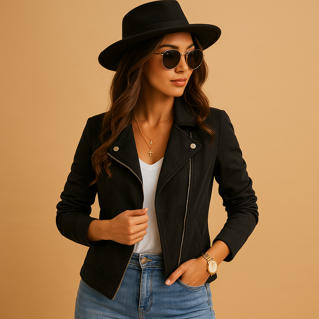 Women’s short lightweight summer jacket with a tailored fit and modern design, ideal for daily wear, travel, and smart casual outfits.