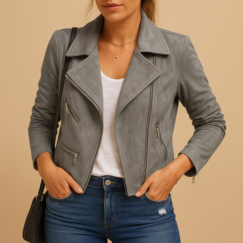 Women’s short lightweight summer jacket with a tailored fit and modern design, ideal for daily wear, travel, and smart casual outfits.