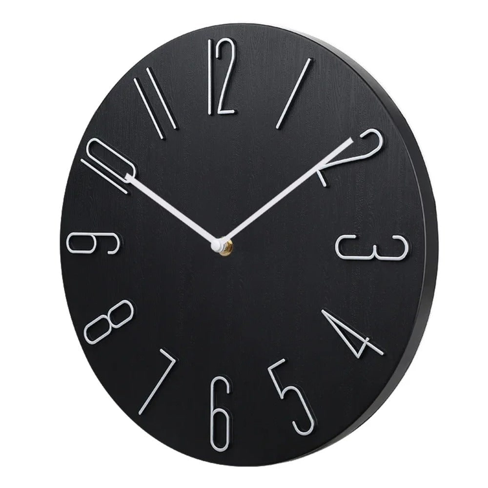 Silent Wall Clock with Raised Wire Numbers and Wood Grain Dial - Image 2
