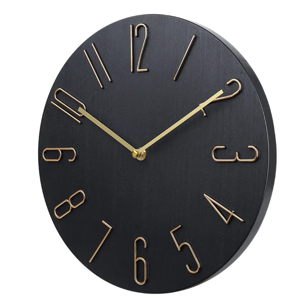 Silent Wall Clock with Raised Wire Numbers and Wood Grain Dial - Image 3