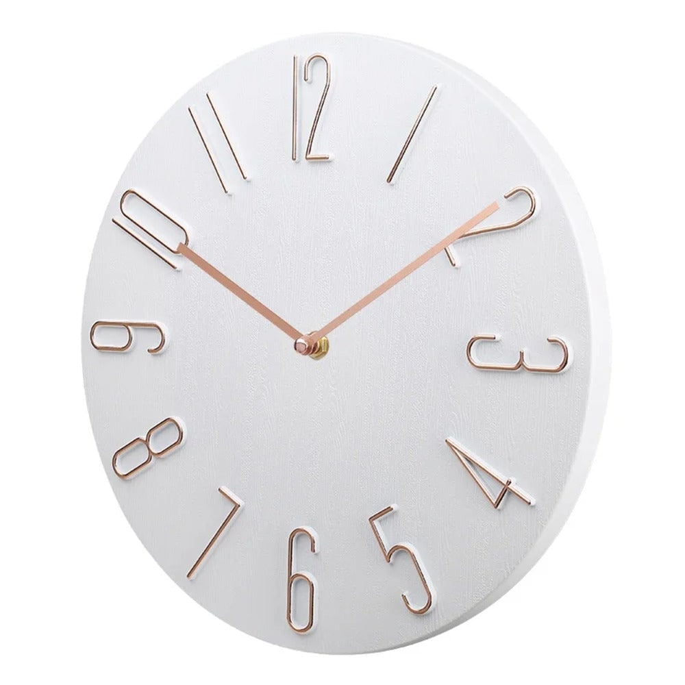 Silent Wall Clock with Raised Wire Numbers and Wood Grain Dial - Image 5