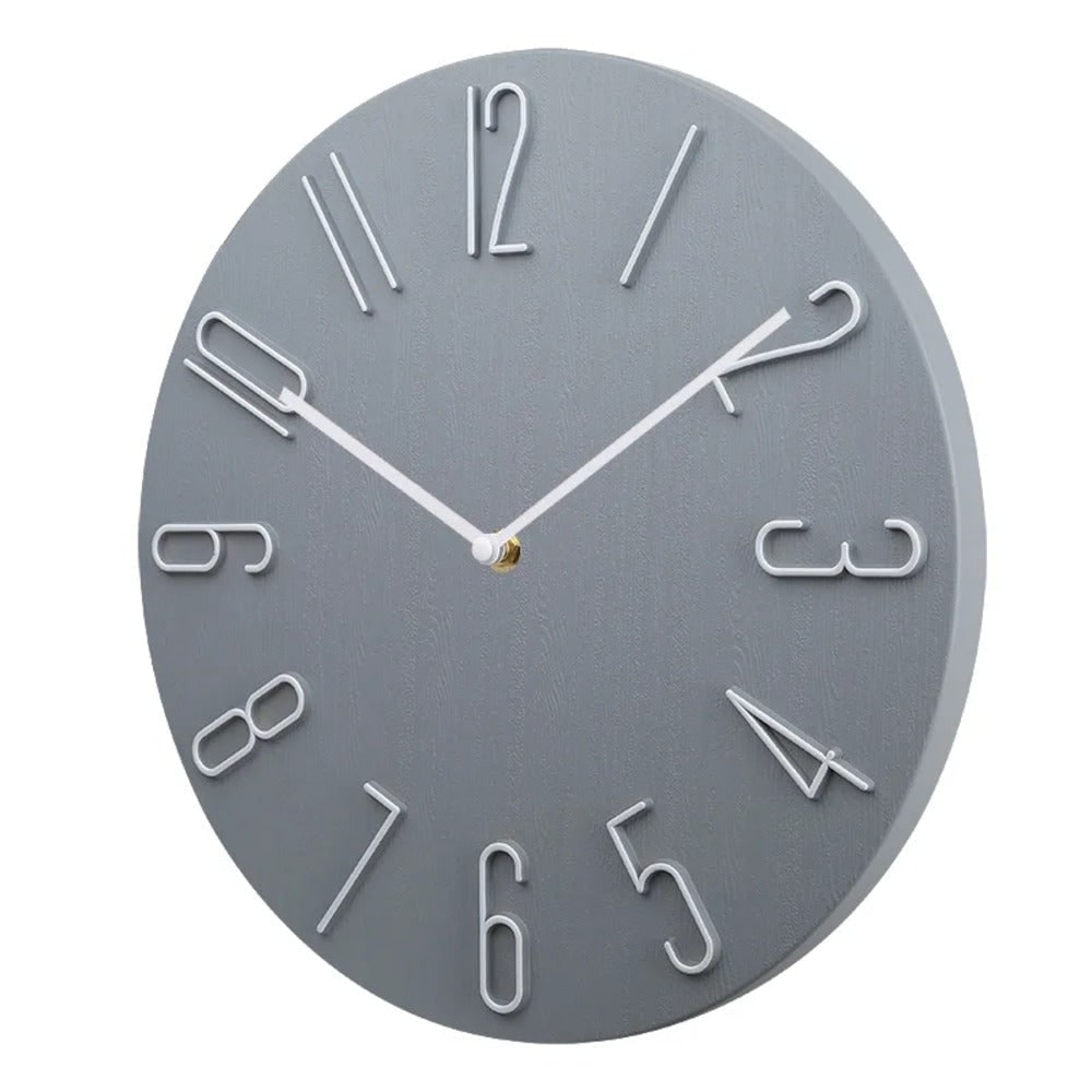 Silent Wall Clock with Raised Wire Numbers and Wood Grain Dial - Image 6