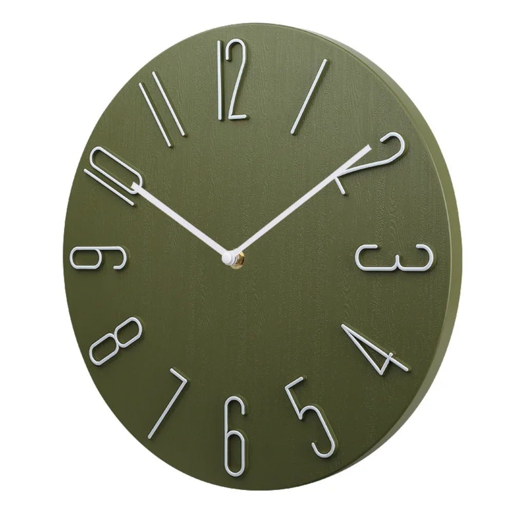 Silent Wall Clock with Raised Wire Numbers and Wood Grain Dial - Image 8