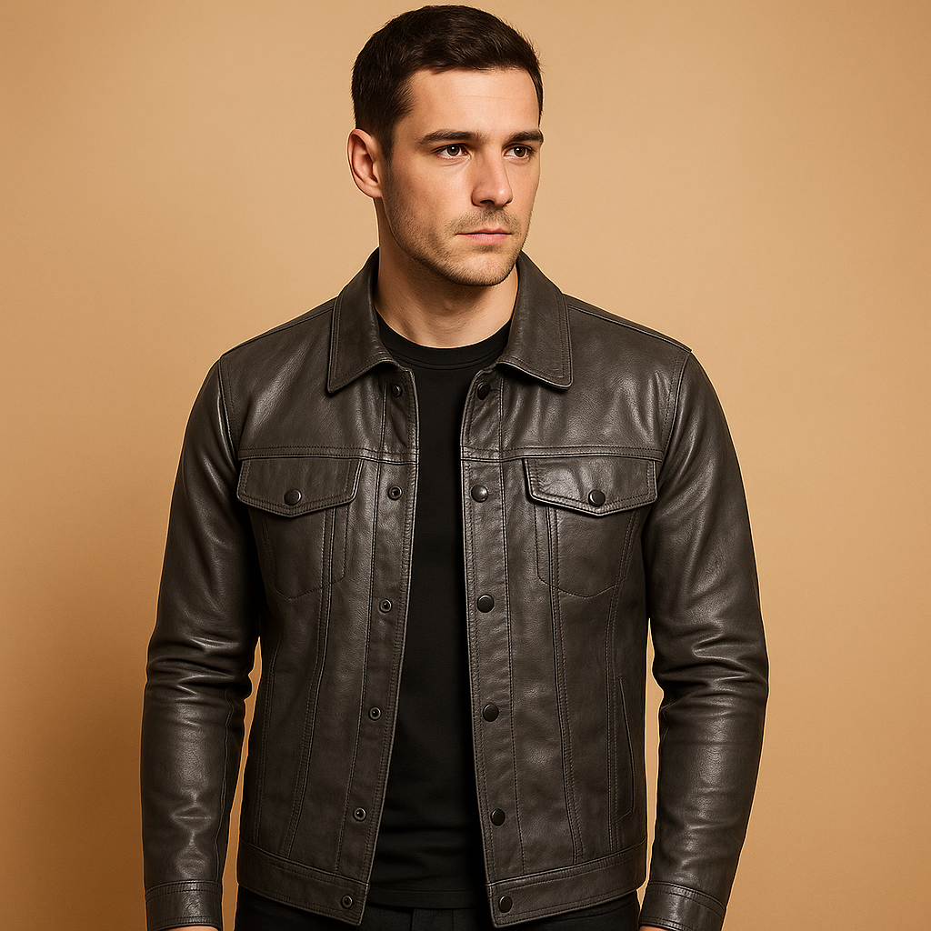 Men’s slim fit biker jacket with a classic biker design and modern streetwear details, offering lightweight comfort for everyday wear and casual outings.