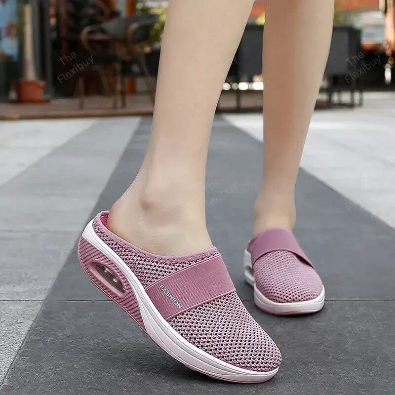 Slip-On Mule Sneakers with Air Cushion Mesh Upper and Cushioned Platform Sole - Image 4