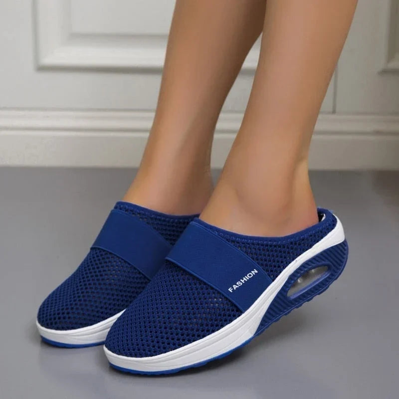 Slip-On Mule Sneakers with Air Cushion Mesh Upper and Cushioned Platform Sole - Image 5